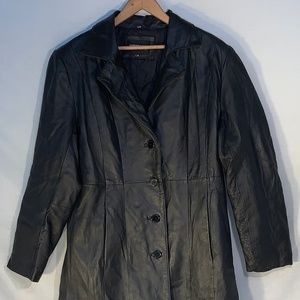 FAIRWEATHER Brand-VINTAGE & BRAND NEW-Black Leather FULL-LENGTH Quilt Lined Jack